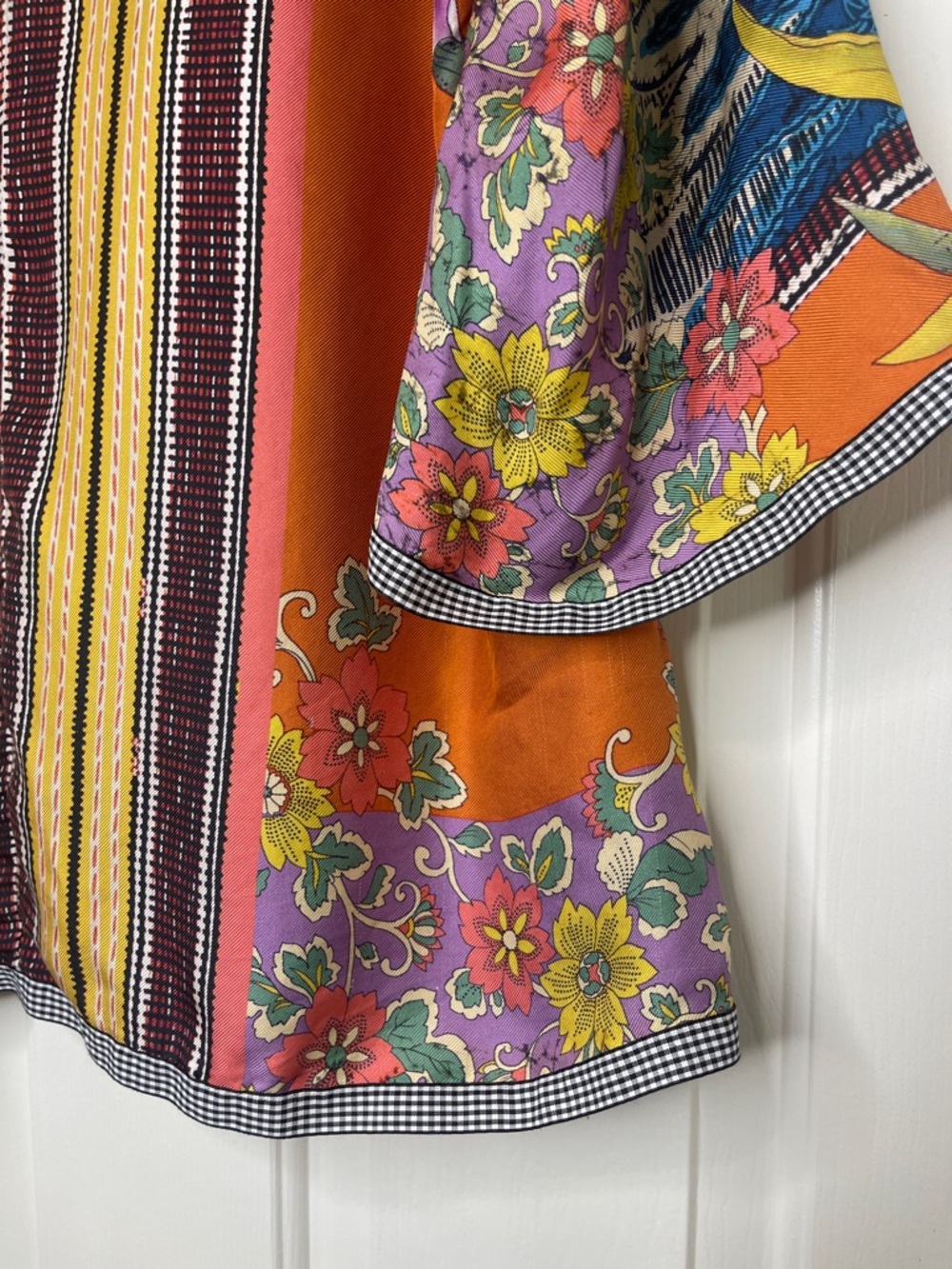 Johnny Was Silk Multicolor Floral & Geometric Boho Tunic Medium - Picture 10 of 12